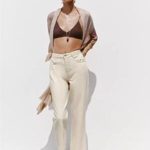 Zara Cream Women's Jeans - Size 6